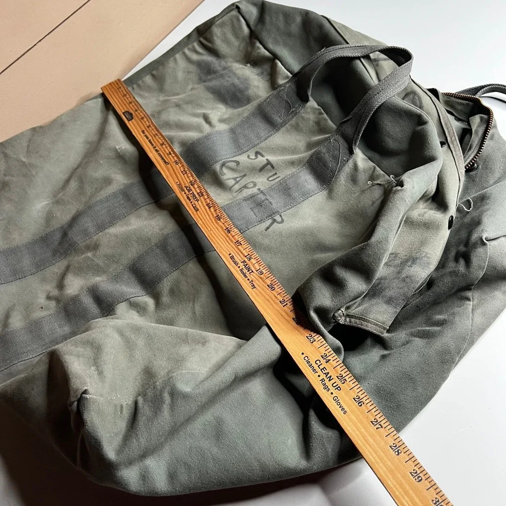 Vintage Military Canvas Flyers Helmet Bag Olive Drab Green Utility Tote Duffel